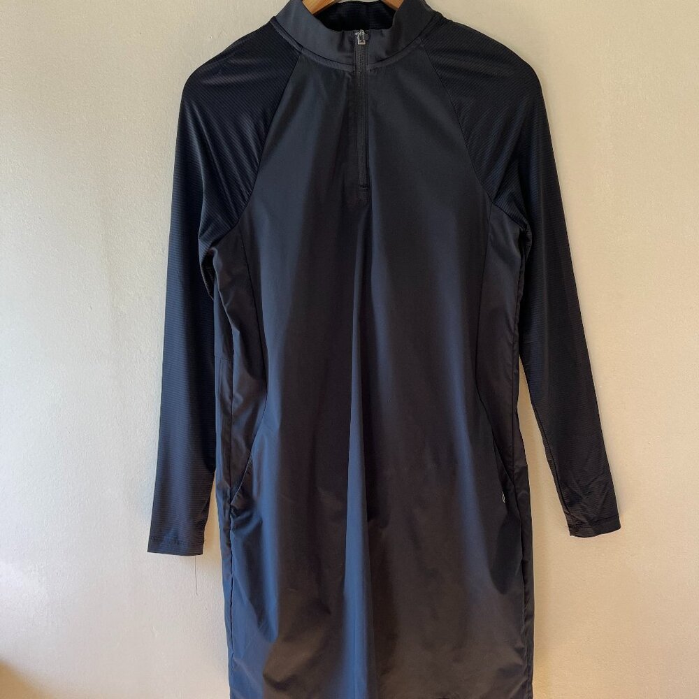 Hurley Sz S Midi Dress Black UPF Swim Cover‎ Up Stretch Shirt Pockets